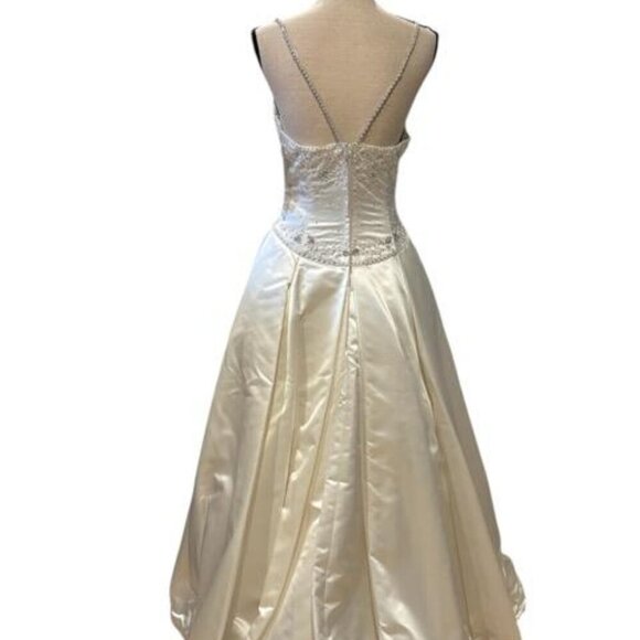 Demetrios Ivory Embellished Satin Mikado Wedding Gown - Picture 5 of 6